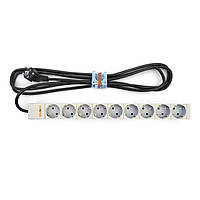 Блок Розеток (9xSchuko), Вилка Schuko, Без Вимика Ча, Шнур Живл. 3м, 1U DP-RP-09-SCHU PR1