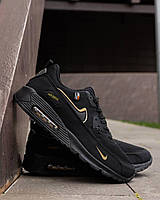 Чоловічі кросівки Nike Air Max 90 Black Gold, Найк аїр макс 90 чорні із золотим знаком