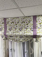 Римська штора 1,20 висота х 1,65 ширина, льон із декором
