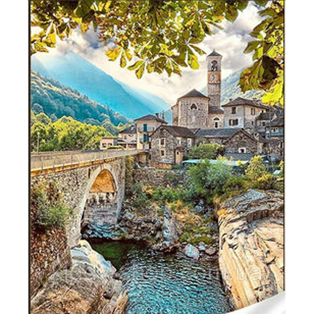 Діамантова вишивка. Картина на підрамнику Краса на фоні гір, розмір 40x30 см, фото 1