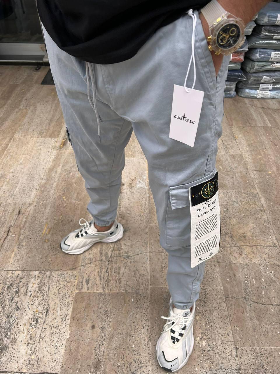 Чоловічі котонові штани карго STONE ISLAND D12035 сірі 30, 31, 32, фото 1