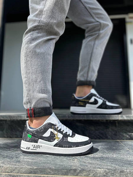 Grey black and white air force ones clearance