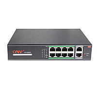 8ми портовый PoE коммутатор ONV-H1108PLS, 8хРоЕ 100 Мбит + 2х100 Мбит до 250м, IEEE802.3af/at , общая