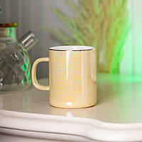Чашка керамическая Glaze 420мл в зеркальной перламутровой глазури кружка для чая с крышкой