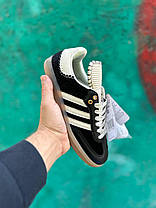 Жіночі кросівки Adidas Samba Wales Bonner Black Адідас Самба чорні шкіра текстиль демісезон, фото 6