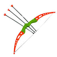 Детский лук стрелы-присоски 45 см оранжевый с зеленым.