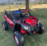 Детский двухместный Багги UTV CAN AM Police (красный цвет) 24V