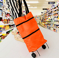 Сумка трансформер на колесиках Универсальная складная сумка для покупок Сумка на колесах Оранжевая