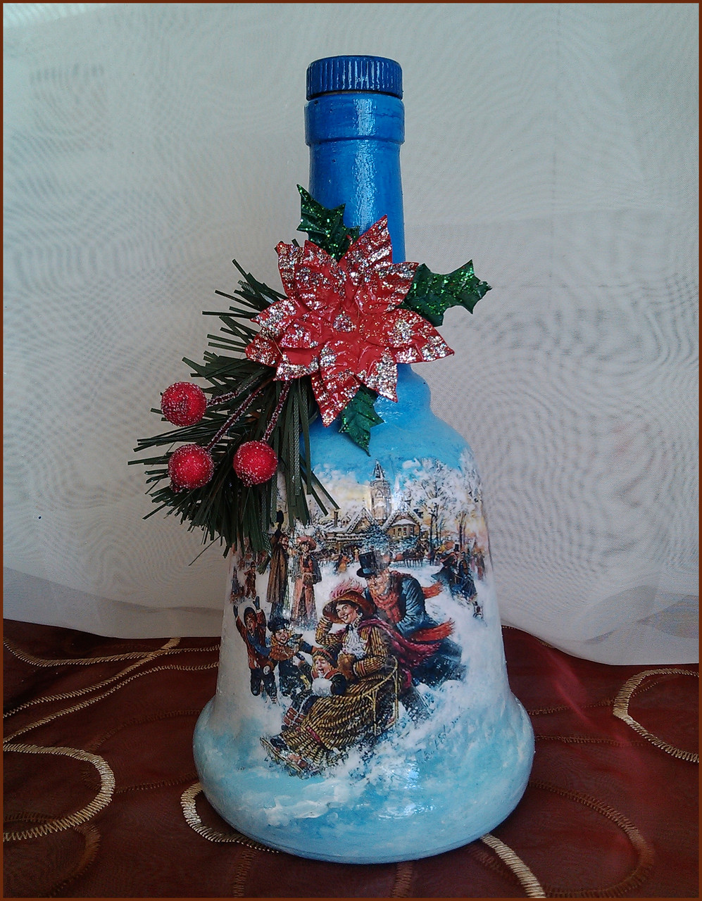 Подарок на новый год Новогоднее оформление бутылки "Колокольчик" - фото 2 - id-p428460807