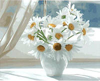 Картина по номерам BrushMe Ромашки в белой вазе на окне 40х50см BS22637 BX, код: 8263353