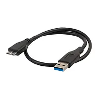 Кабель USB 3.0 - USB Micro-B, 1м, грубый, черный Без бренда