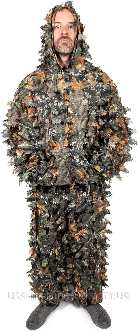 Легкий дихаючий камуфляж 3D костюм Arcutus Ghillie Leafy - понад 1000 вирізаних лазером листя для маскування, фото 1