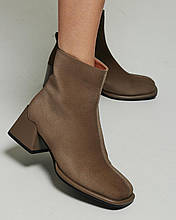 Черевики на підборах Sufinna 9210 35 темно-бежеві нубук текстиль