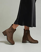 Черевики на підборах Sufinna 9210 35 темно-бежеві нубук текстиль, фото 2