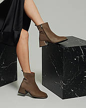 Черевики на підборах Sufinna 9210 35 темно-бежеві нубук текстиль, фото 3