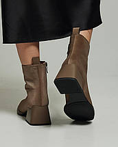 Черевики на підборах Sufinna 9210 35 темно-бежеві нубук текстиль, фото 5