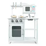 Дерев'яна дитяча кухня XL з посудом 85х60х30 см Ricokids 7835 біла Польща, фото 2
