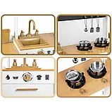 Дерев'яна дитяча кухня XXL з посудом 129х98х30 см Ricokids 7836 біла Польща, фото 4