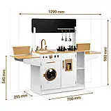 Дерев'яна дитяча кухня XXL з посудом 129х98х30 см Ricokids 7836 біла Польща, фото 5