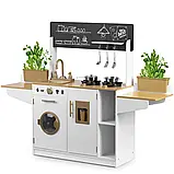 Дерев'яна дитяча кухня XXL з посудом 129х98х30 см Ricokids 7836 біла Польща, фото 3