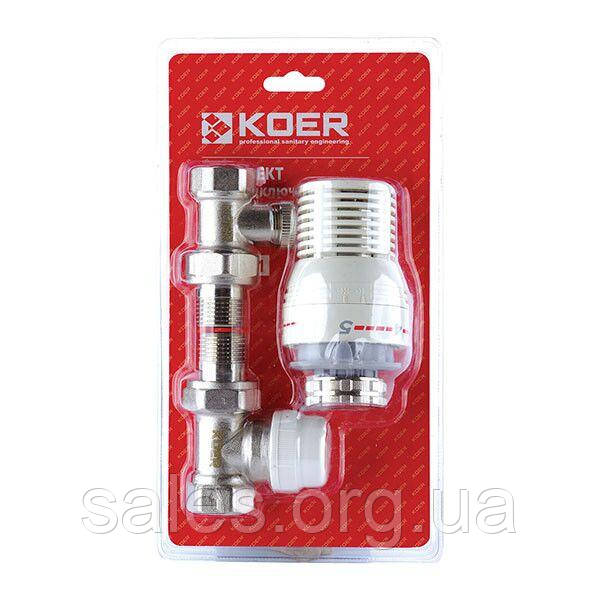 Комплект для під'єднання радіатора 1 2" (прямий) з термоголовкою KOER KR.1321 (KR2659) SC, код: 6706288