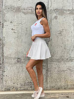 Женская короткая юбка-шорты мини софт шелк свободная легкая классическая стильная черный, молоко, мятный Молоко