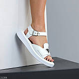 Жіночі білі босоніжки із застібкою натуральна шкіра зручні легкі стильні взуття жіноче, фото 3