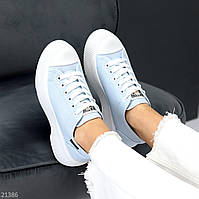 Жіночі стильні блакитні кеди на потовщеній підошві. взуття жіноче