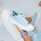Жіночі стильні блакитні кеди на потовщеній підошві. взуття жіноче, фото 7
