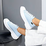 Жіночі стильні блакитні кеди на потовщеній підошві. взуття жіноче, фото 9