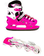 Ролики-коньки раздвижные Scale Sport 2 в 1 размер 29-33 Pink (1580188079-S) HR, код: 2377071
