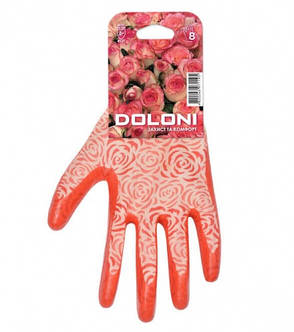 Рукавички Doloni Троянди, трикотажні з нітриловим покриттям, неповний облив, розмір 8, фото 3