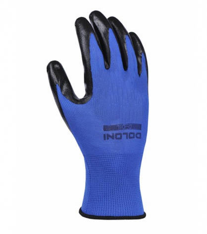 Рукавички Doloni трикотажні з нітриловим покриттям, чорно-сині, р.10, фото 1