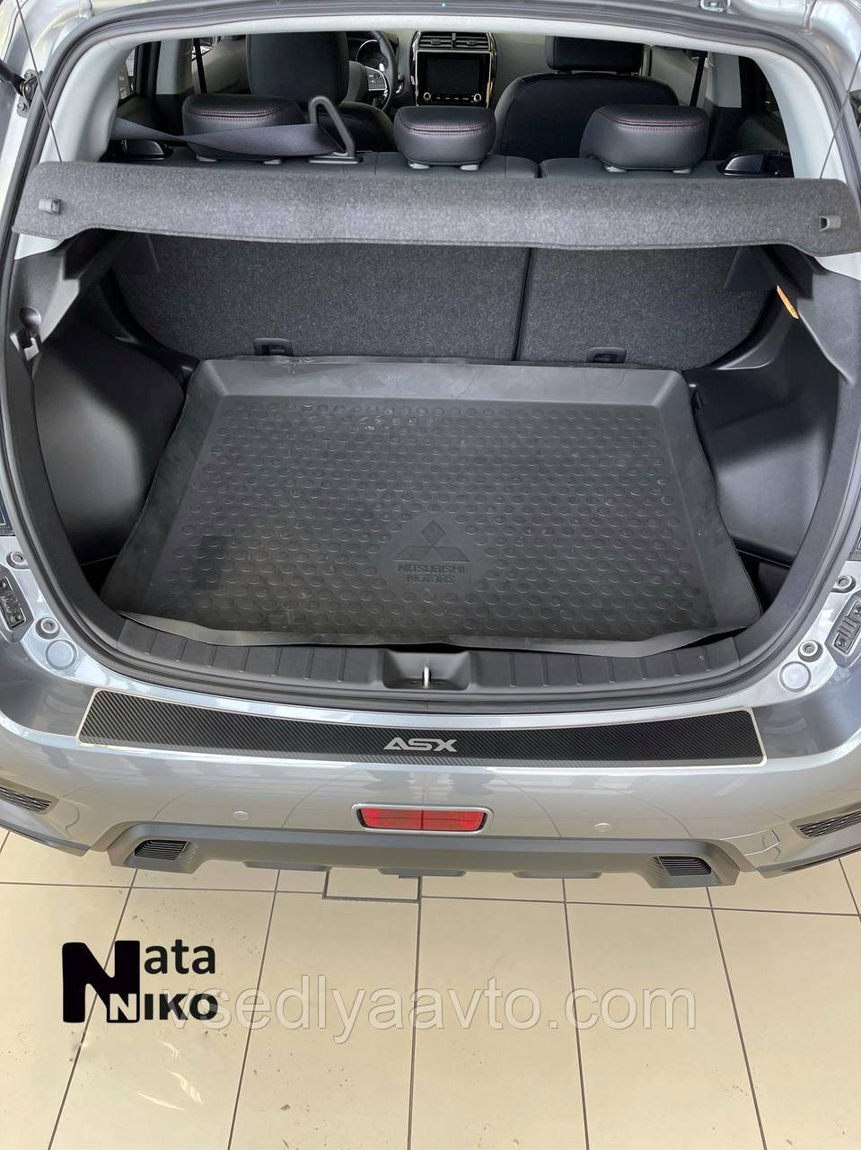 Накладка на бампер з загином Mitsubishi ASX з 2019 р. (Carbon)