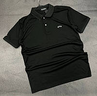 Люксовое черное поло футболка мужская модная стильная хлопок коттон Босс