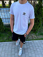 Мужской спортивный костюм Adidas комплект летний Шорты + Футболка белый