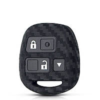 Силиконовый чехол Keyyou для автомобильного ключа Toyota черный карбон GT, код: 7609683