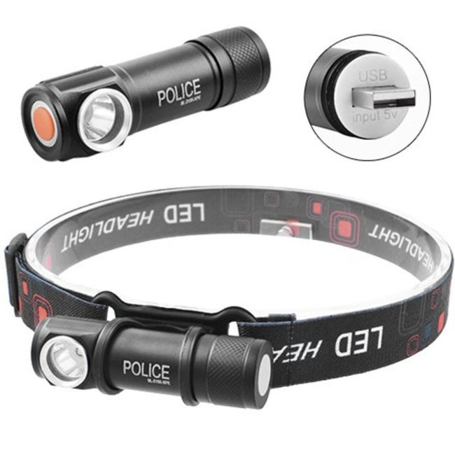 NTI Налобный фонарь Police BL-2155-XPE + встроенный аккумулятор + USB, Мощный аккумуляторный налобный фонарик - фото 8 - id-p2199479803