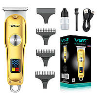 RYI Триммер для волос и бороды VGR V-290 LED Display 3 насадки, машинка для стрижки волос домашняя