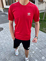 Мужской спортивный костюм Adidas комплект летний Шорты + Футболка красный