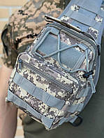 Тактическая мужская сумка-слинг плечевая кордура пиксель зсу, военный маленький однолямочный рюкзак на грудь