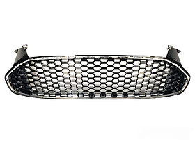 Решітка переднього бампера верхня Ford Fusion 2013-2016 чорні соти дрібні хром обод  DS7Z-8200-BA