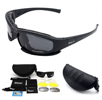 Сонцезахисні тактичні окуляри з поляризацією Daisy X7 міцні для захисту очей + 4 комплекти лінз чорні
