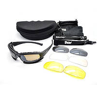 Стильные солнцезащитные очки с поляризацией Daisy X7 крепкие для защиты глаз + 4 комплекта линз черные