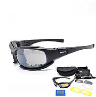 Стильні тактичні окуляри з поляризацією сонцезахисні Daisy X7 міцні для захисту очей + 4 комплекти чорних лінз