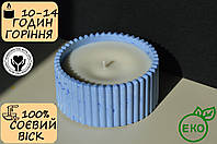 Свічка з натурального соєвого воску Riflena блакитна, авторські декоративні свічки ручної роботи MAY-61