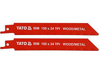 Полотна по дереву и металлу, би-металлические, для сабельной пилы 150 мм, 24 зуба/1", 2 шт YATO (YT-33932)