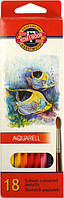 Кольорові акварельні олівці Koh-i-noor MONDELUZ «Рибки» 18 кольорів (3717_р)