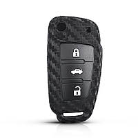 Силиконовый чехол Keyyou для автомобильного флип-ключа AUDI черный карбон GT, код: 7609682
