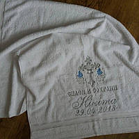 Именное крестильное полотенце Виноградная лоза махра хлопок 140х70 см (Р-09) Код/Артикул 4 Р-09